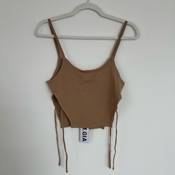 I. AM. GIA Fiorenza Top + Pant Tan or Camel 2 Piece Set Size Medium (NWT) - Picture 8 of 16
